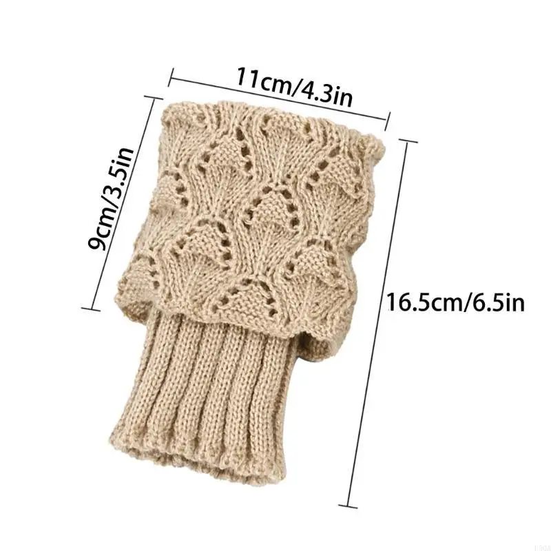 D5QA 1 пара вязаных носков из акрилового волокна, рукава, стильные однотонные носки с украшениями для ног