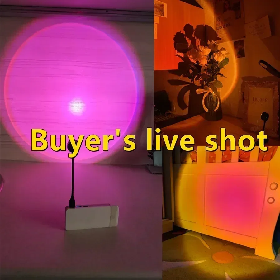 LED Colorful Sunset Light Projector Home Decoration Portable USB Night Light Living Room Bedroom Photo Studio Neon Lights