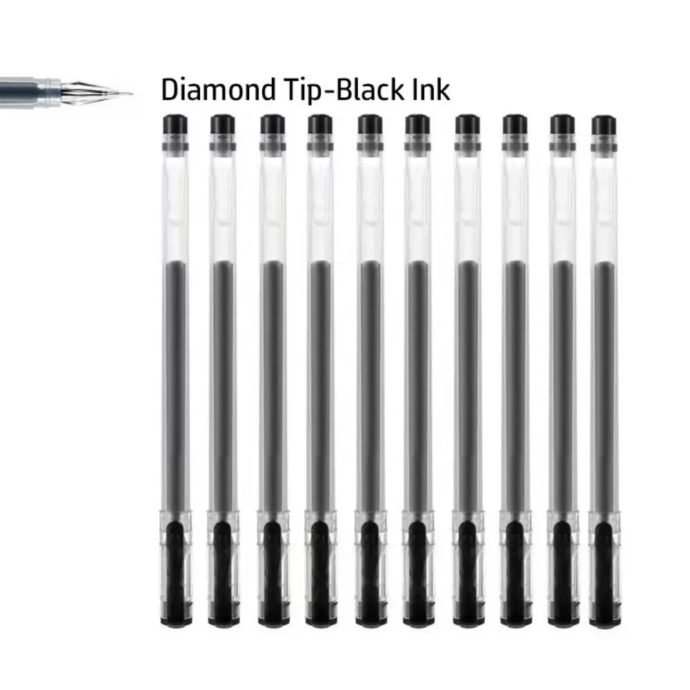 

10PCS/Set Quick-drying Gel Pen Press Type Black/Blue/Red Ink Neutral Pen 0.38mm Diamond Tip Ballpoint Pen School Office