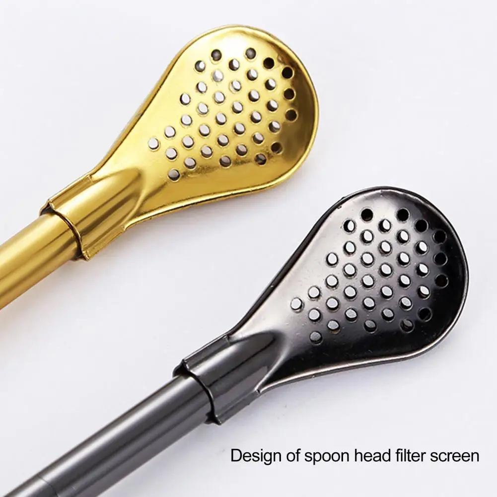 Stainless Steel Straw Stainless Steel Spoon Straw Colorful Stainless Steel Tea Drinking Straws Spoon Filter with Brush Reusable