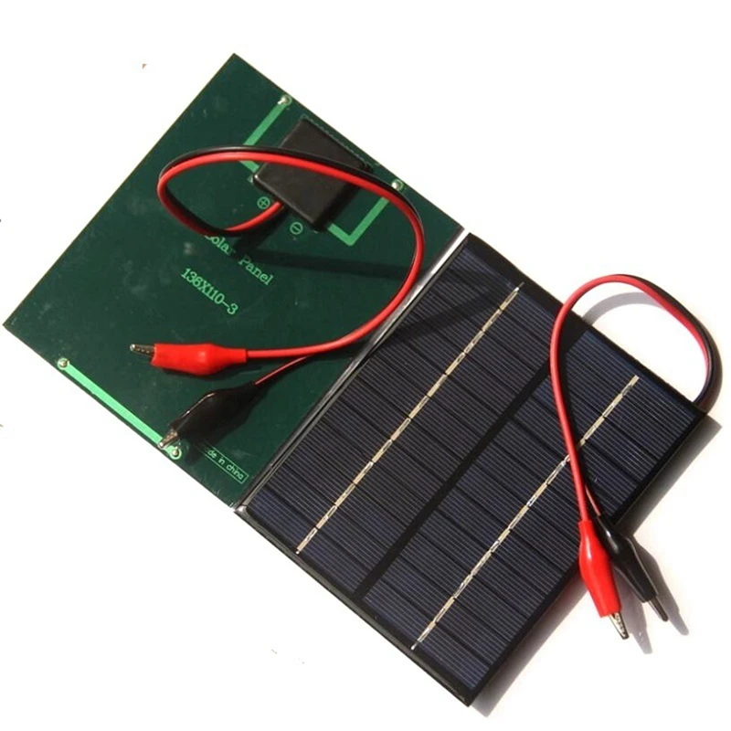 2PCS 12V 2W Solar Panels Charger Rechargeable Battery Solar Panel Charger With Clip Wire, Easy To Use Durable