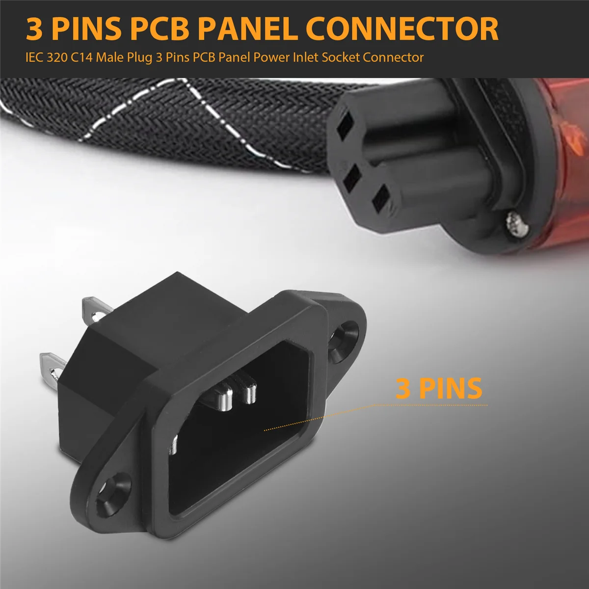 IEC 320 C14 wtyczka męska 3 piny Panel PCB wlot mocy złącze wtykowe
