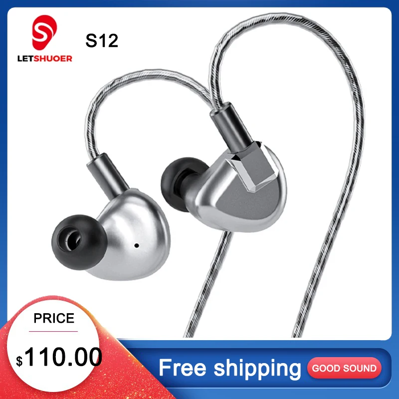 

Letshuoer S12 HIFI Wired Earphone In Ear IEMs Monitor for Iphone High End Bass Hifi Headphone 14.8mm Planar Driver 3.5/4.4 Plug