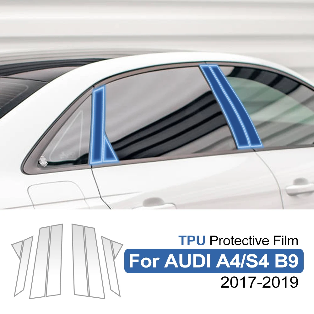 TPU Protective Film for Audi A4 S4 B9 2017-2019 B C Pillar Trim Cover Scratch Resistant Fingerprint Proof Car Cover