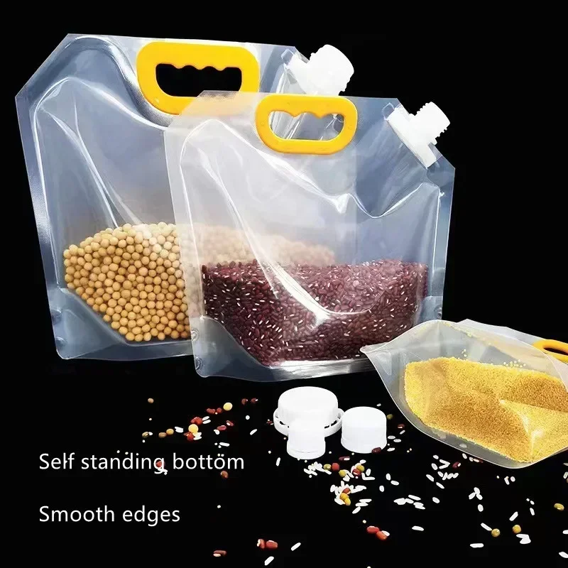 New 1pcs Moisture-Proof Bag Cereal Beans Food Storage Bag Food Portable Storage Dispensing Transparent Bag Kitchen Accessories