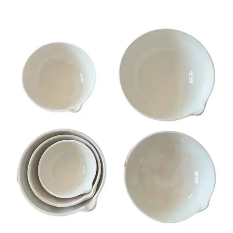 Customized 35-5000ml experimental round bottom hemispherical evaporative porcelain dish