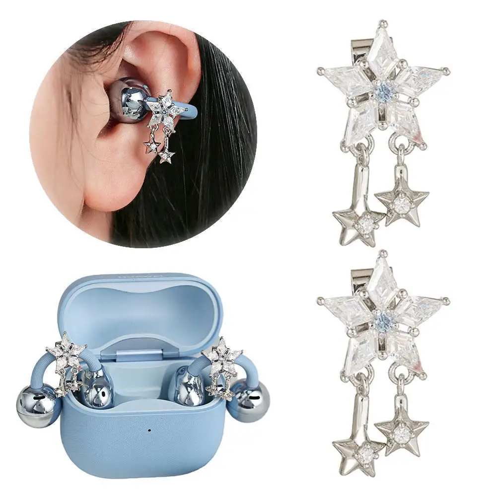 Das blaue Herz-Pentagramm eignet sich für Freeclip 1/2 Generation Ohrclip-Diamantschnallen-Bluetooth-Kopfhörer-Nischenzubehör.