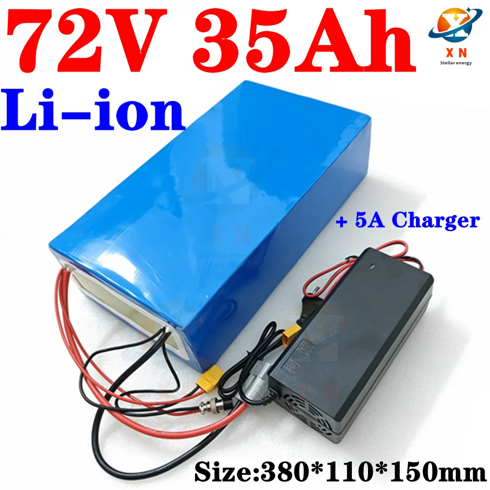 72v 35Ah lithium ion battery BMS 20S li ion battery for 2000w 3500w 7000w scooter inverter go cart motorcycle +5A charger