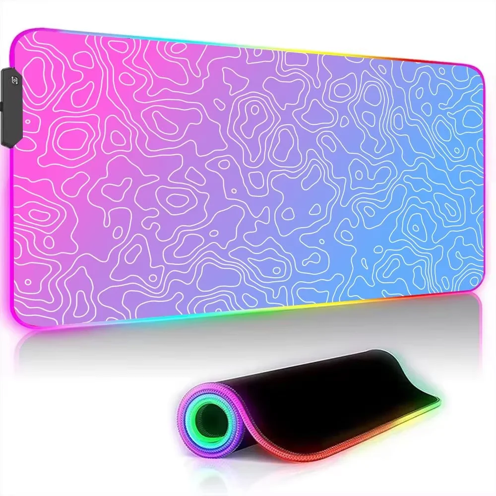 

Visual aesthetic art line pattern RGB Mouse Pad Desk Mat office mat pc accessories Keypad Extended pad LED glow Gaming mouse pad
