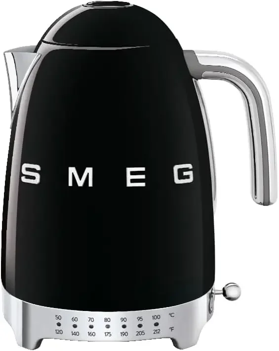 Smeg 50's Retro 7 Cup Stainless Steel Variable Temperature Electric Kettle with 7 Temperature Settings, Led Display, Swivel