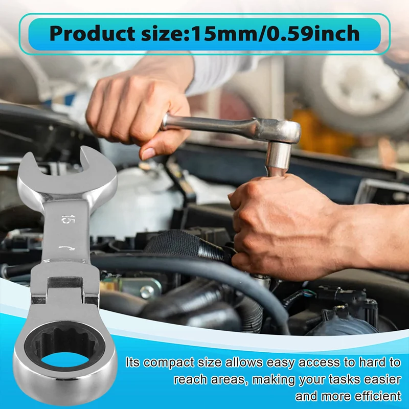 ABPQ-llave de trinquete de mango corto con cabeza móvil, llave de extremo abierto rápida de doble propósito, herramienta de hardware, llave que ahorra mano de obra