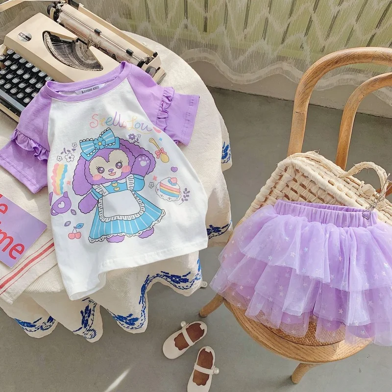 

2022 summer Kids Clothes Girls Cute Cartoon StellaLou Two Piece Skirt Set Kawaii Toddler Girls Sets Baby Girls Birthday Outfit