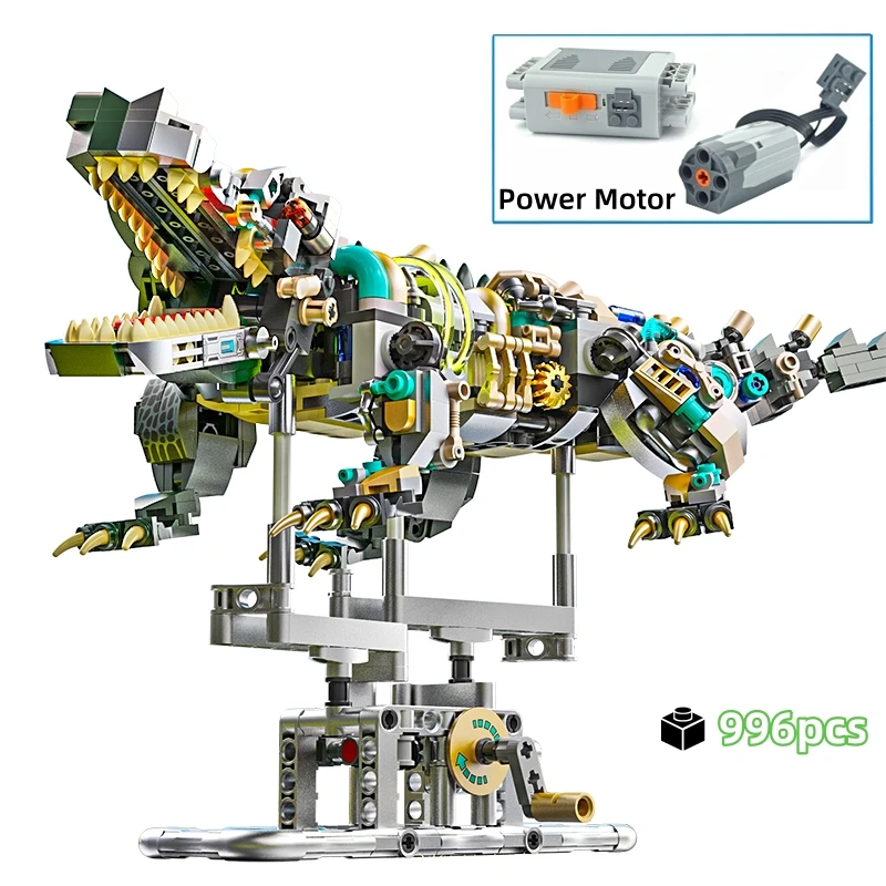 FUNXINEE 996Pcs Crocodile Building Blocks Set With Light Movable Joints Aquatic Animals Series Creative Decoration Best Gift