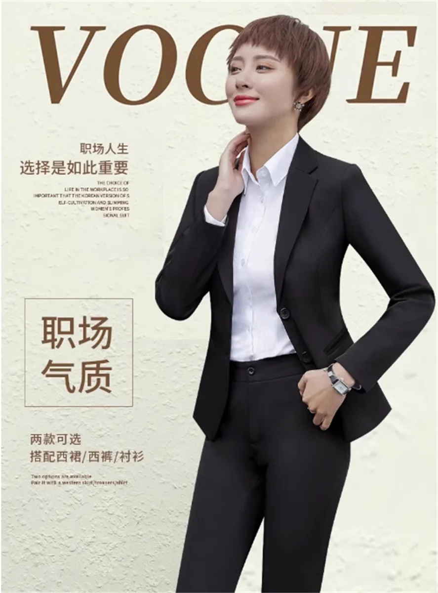 

Formal Blazers Women Black Work Uniform Jacket Spring OL Formal Business Coat