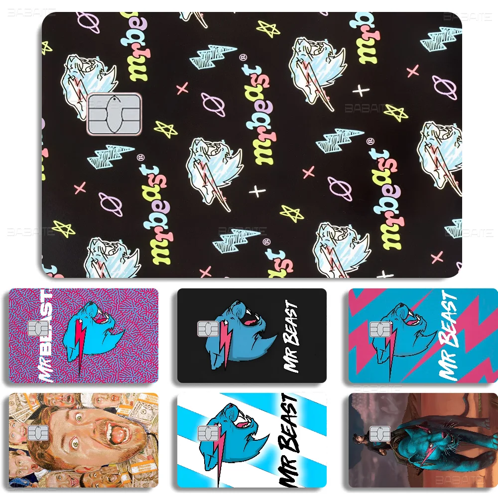 Game Blogger M-MrBeast Anmie-pegatina de película, cubierta de piel para tarjeta de crédito, tarjeta bancaria de débito frontal