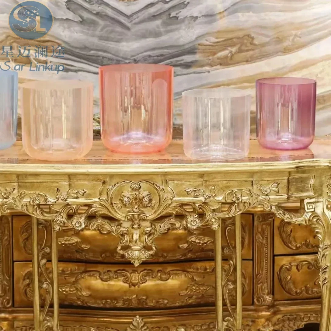 Star Linkup Large Size 7-8.5 Inch 5Pcs Five Element Pearl Colored Alchemy Crystal Singing Bowl Set Premium Sound Healing Instrument for Yoga Sound Bath Meditation Chakra Balancing Energy Cleansing Spiritual Percussion Gift