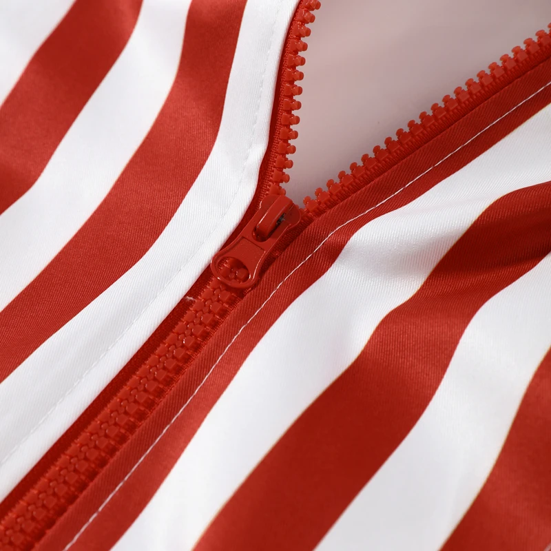 Lockeres Damen-Set mit gestreiften Hosen, Stehkragen-Jacke mit Reißverschluss und langen Ärmeln, weit geschnittene Hosen, Herbst 2026, vielseitig kombinierbare Damenanzüge – Detail 2
