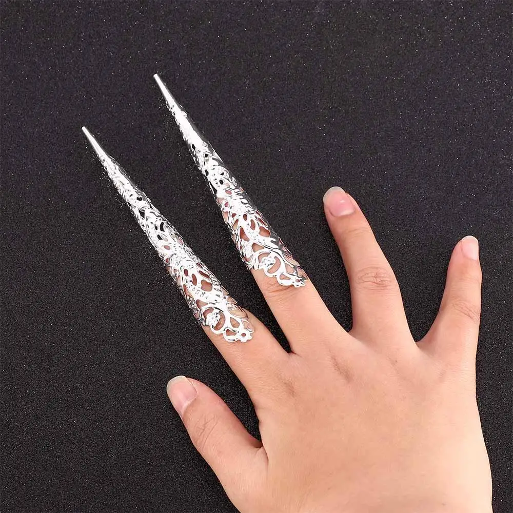 5 Pcs Queen Costume Antique Style Belly Dance Accessories Knuckle Rings Finger Tip Protection Nail Rings Set