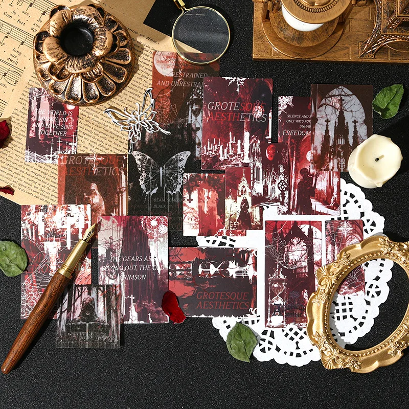 

25 шт., набор наклеек для скрапбукинга в темном готическом стиле, бумажный материал с серной кислотой, декоративная бумага, различные материалы