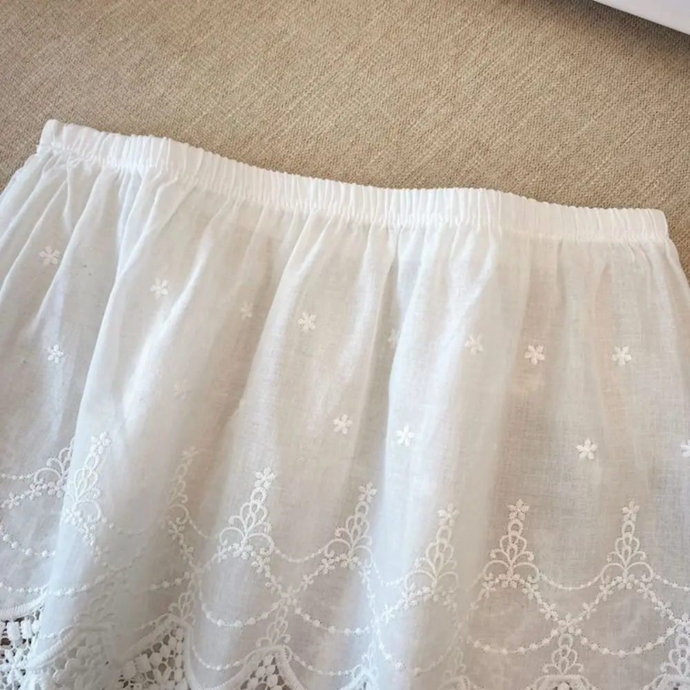 التطريز زهرة الدانتيل تنورة زلات المضادة للوهج شبكة الدانتيل بطانة ثوب نسائي هايت الخصر الكورية نمط الحلو فستان قصير قصير #2