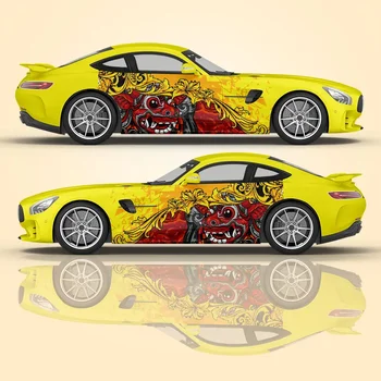 Set of 2 Graphic Vinyl Decals Racing Stickers Sports Car Body DIY Auto Parts Country Style Animal Trend Sticker Decoration