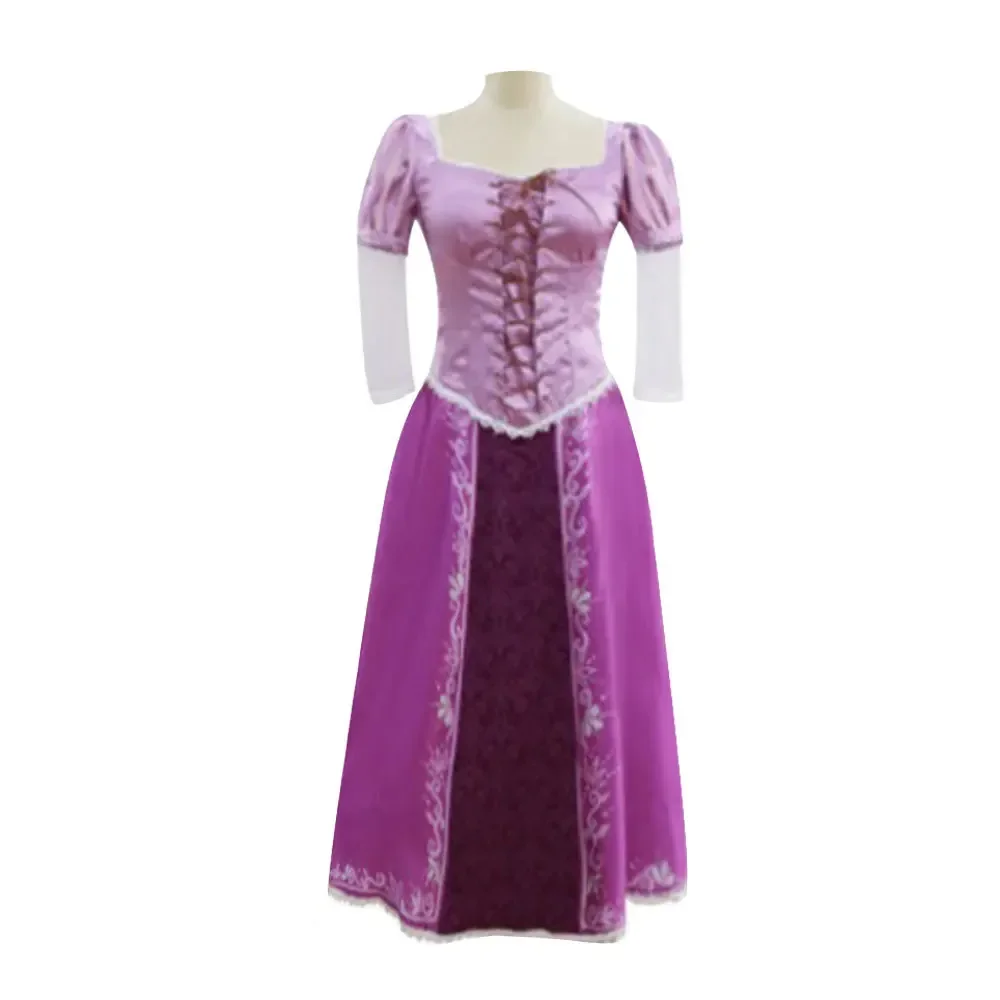 Child Adult Rapunzel Princess Dress Girl Purple Patchwork Tie String Long Skirt Birthday Party Ball Dress Halloween Magic Outfit