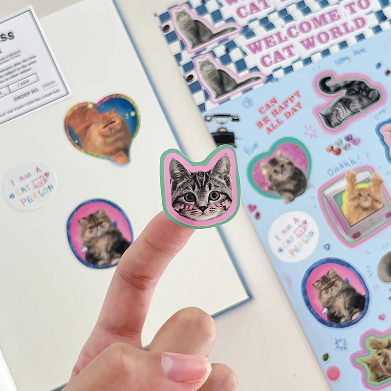 Retro American Style Animals Sticker Cute Cat Bear Diary Scrapbooking DIY Decoration Aesthetic Laptop Stationery Stickers