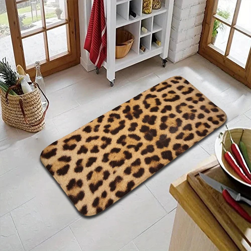 Leopard Print Bathroom Mat Kitchen Decoration Children Room Mat Entrance Doormat Carpet in the Living Room Mats Prayer Rug Bath