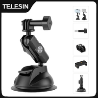 TELESIN Action Camera Holder Suction Cup For Gopro DJI OSMO Action Insta360 Smart Phone Holder Adjustable 1/4 Standard Adapter