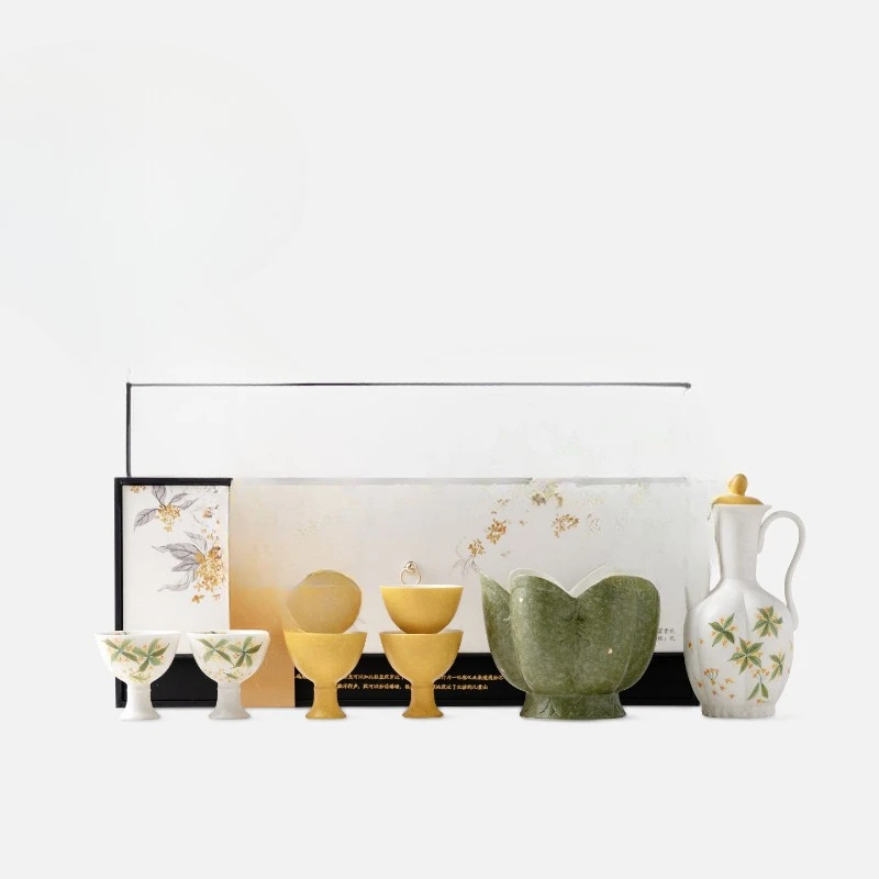 Osmanthus wine set, imitation Song wine jug white wine glass