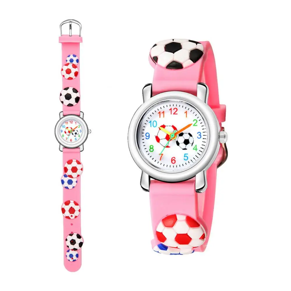 Kinder Horloge 3d Voetbal Patroon Kids Watch Jongens Meisjes Polshorloge Cadeau Cartoon Kinderen Polshorloge Student Tijd Klok