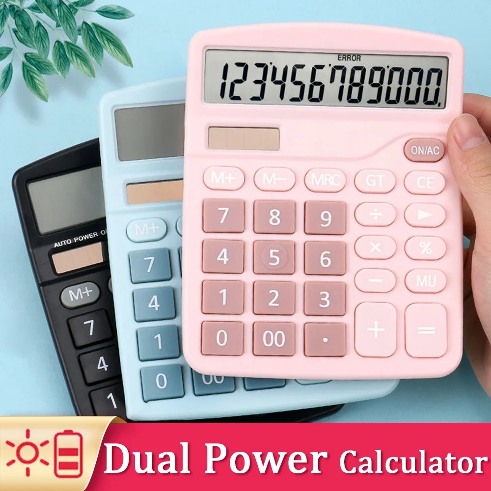 Energy Saving 12 Digit Scientific Calculator Home Office Financial Special Student Exam Solar Battery Dual Purpose Calculator