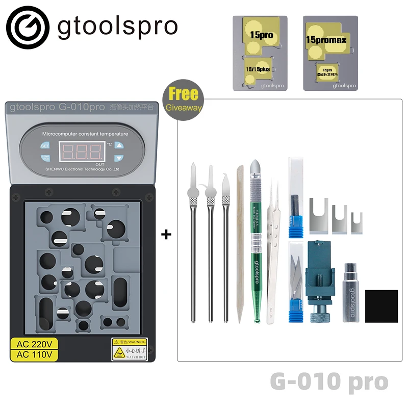 Gtoolspro G-010 Pro Camera Heating Disassembly Machine Preheating Platform for IPhone 7-15 Pro Max Back Camera Fix Repair Tools