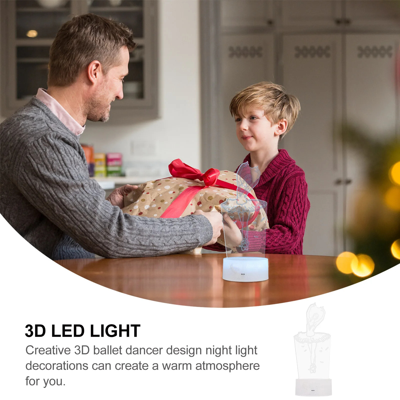 1 مجموعة ثلاثية الأبعاد راقصة ضوء الإبداعية الاكريليك ضوء الليل 16 وسائط أحادية اللون ديكور غرفة نوم هدية سطح المكتب مصباح لمبة مكتب #4