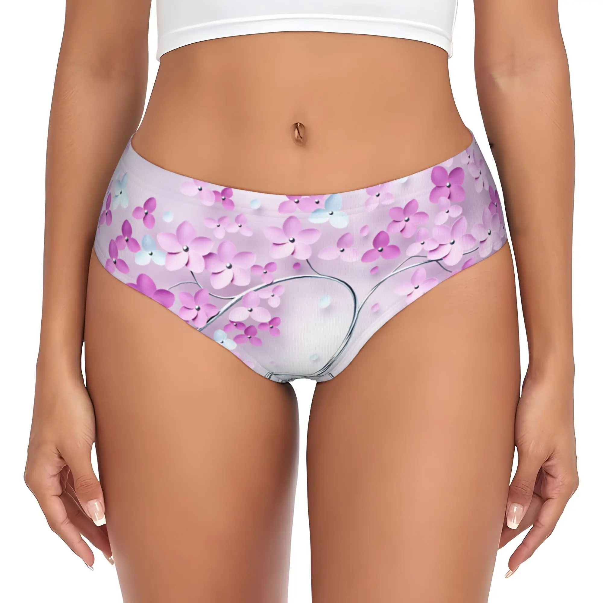 Womens Fashion Trend 3D Flowers Brief Panties Female Stretch Luxury High 3D Floral Underwear Underpants