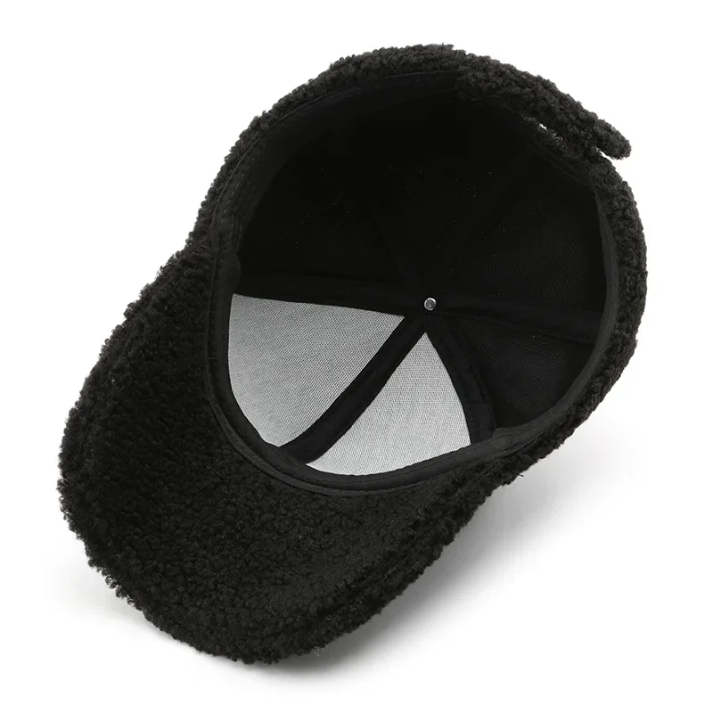 Winter Green Lambswool Baseball Caps For Men Brand Warm Women Hat Travel Windproof Face Cap Gold Letter Fashion Hats Gorras