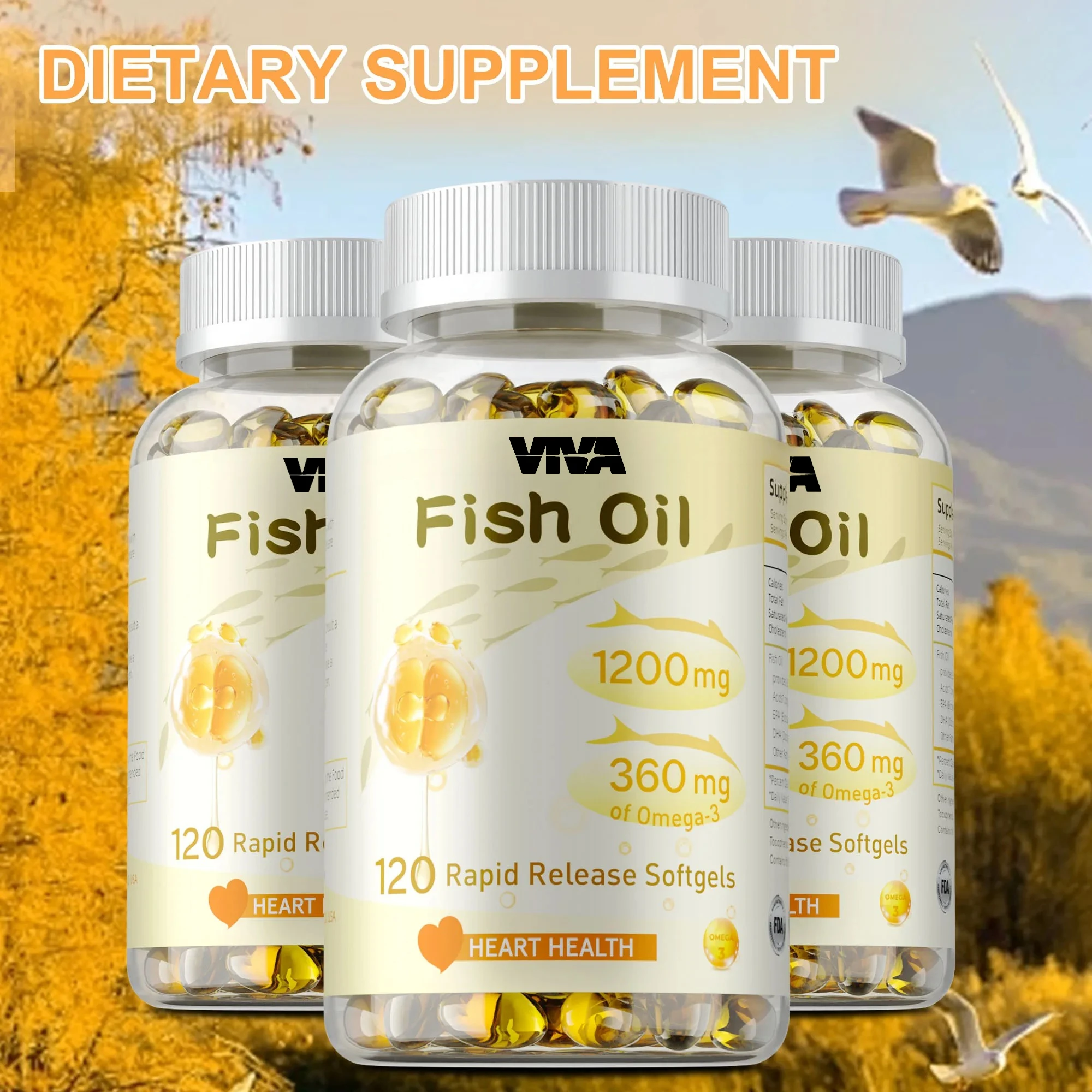 

Fish Oil - with DHA & EPA, Protects Eye, Improve Mood, Promotes Heart, Brain & Joint Health, Improve Memory and Intelligence