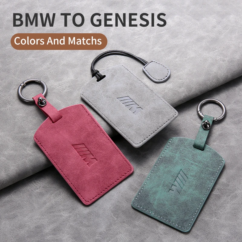 Suede Leather Car Smart NFC Card Key Case Fob Cover Shell For BMW M 3 5 7 Series X1 X3 X5 X6 X7 535le Auto Keychain Accessories