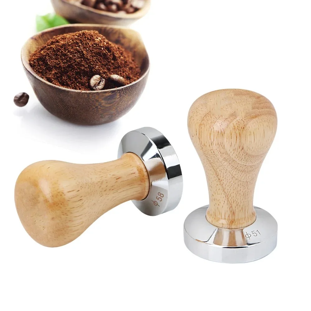 

Coffee Tampers Espresso Coffee Tamper Gifts Stainless Steel Wood Handle Pressure Tamper Coffee Tool Powder Hammer