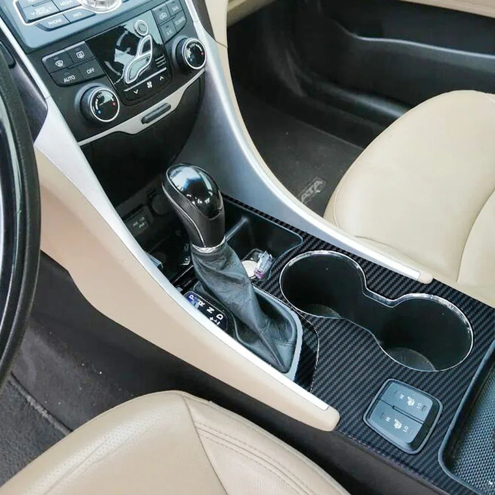 Car Interior Sticker Gear Box Protective Film For Hyundai sonata 8 YF 2011-2014 Car Gear Panel Sticker Carbon Fiber Black