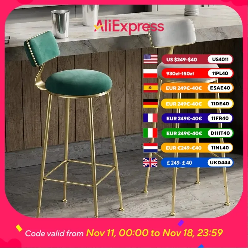 

Nordic Gold Bar Stools Back Commercial Classic Unique High Bar Stools Cheap Designer Minimalist Sillas Para Barra Furniture