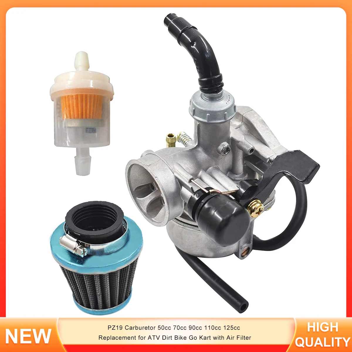 

PZ19 Carburetor 50cc 70cc 90cc 110cc 125cc Replacement for ATV Dirt Bike Go Kart with Air Filter