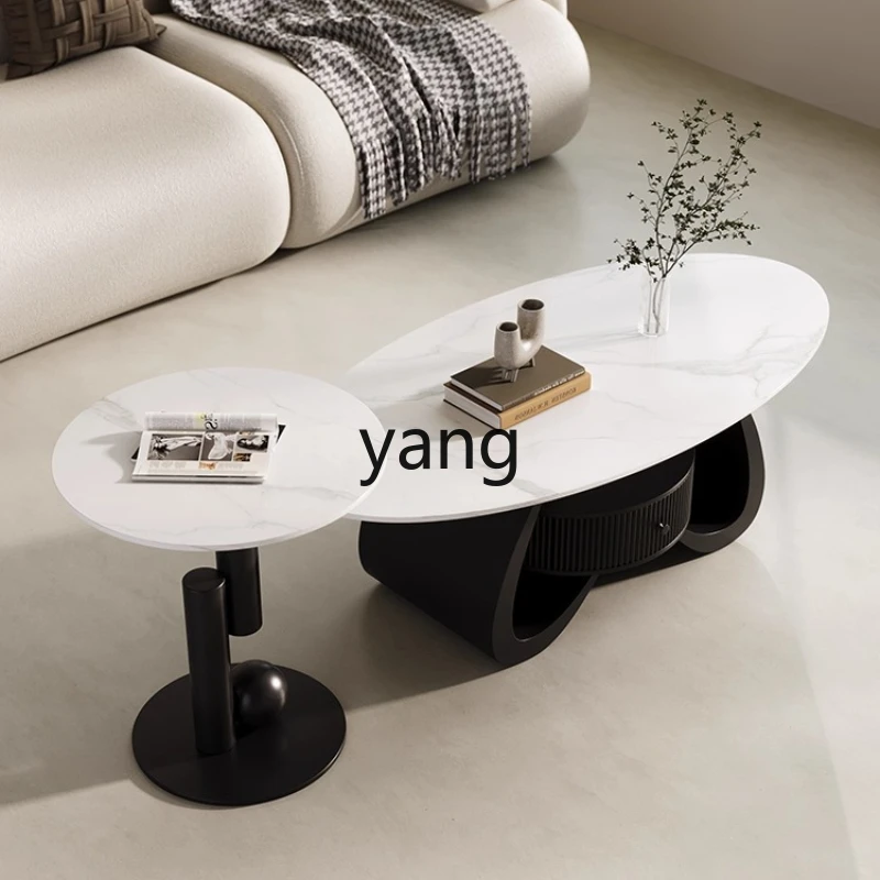 

YHM light luxury rock slab oval coffee table living room home high sense