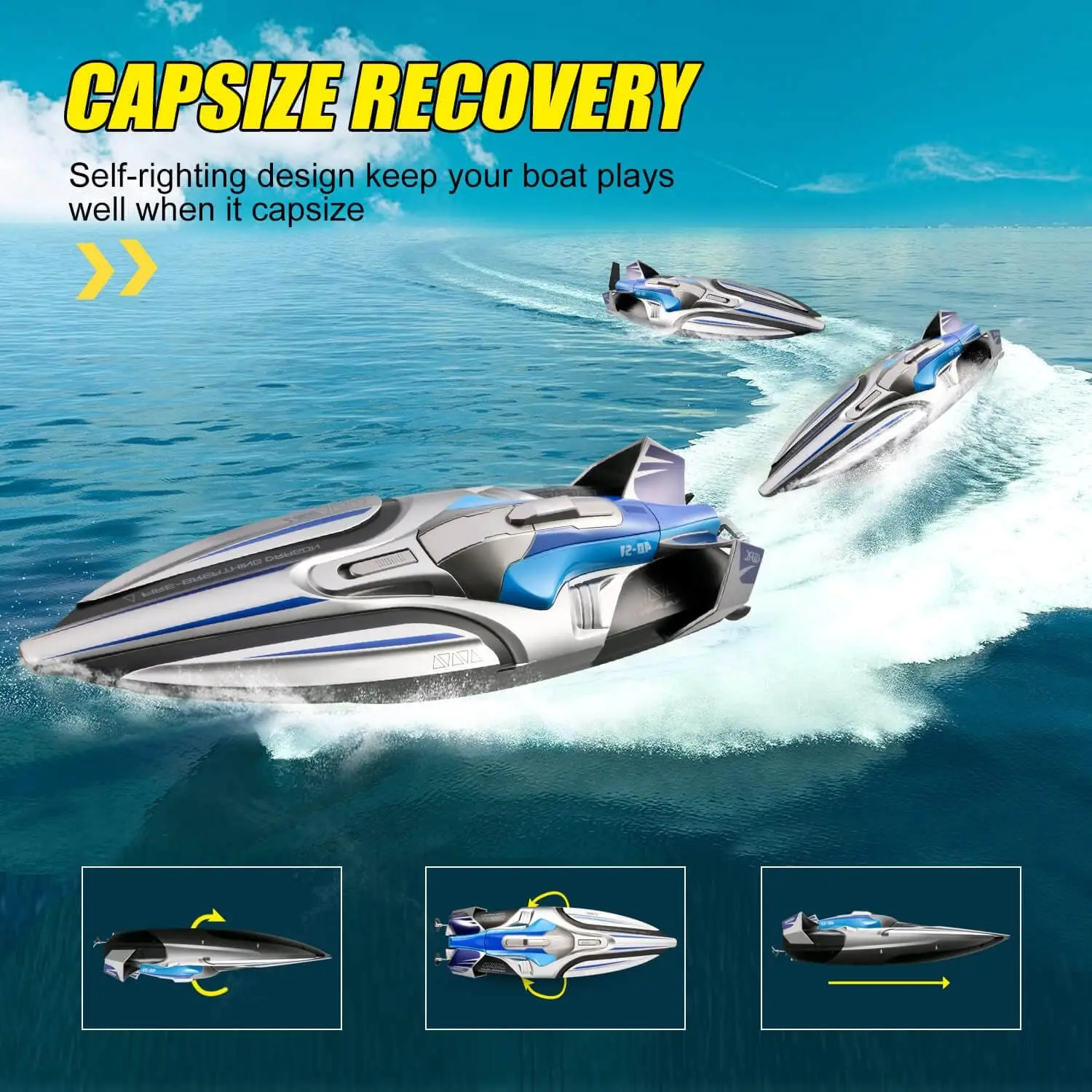 S1 2.4G High-speed Remote Control Speedboat 30 Km/h Waterproof Electric Remote Control Rowing Double Propoler Children's Gift