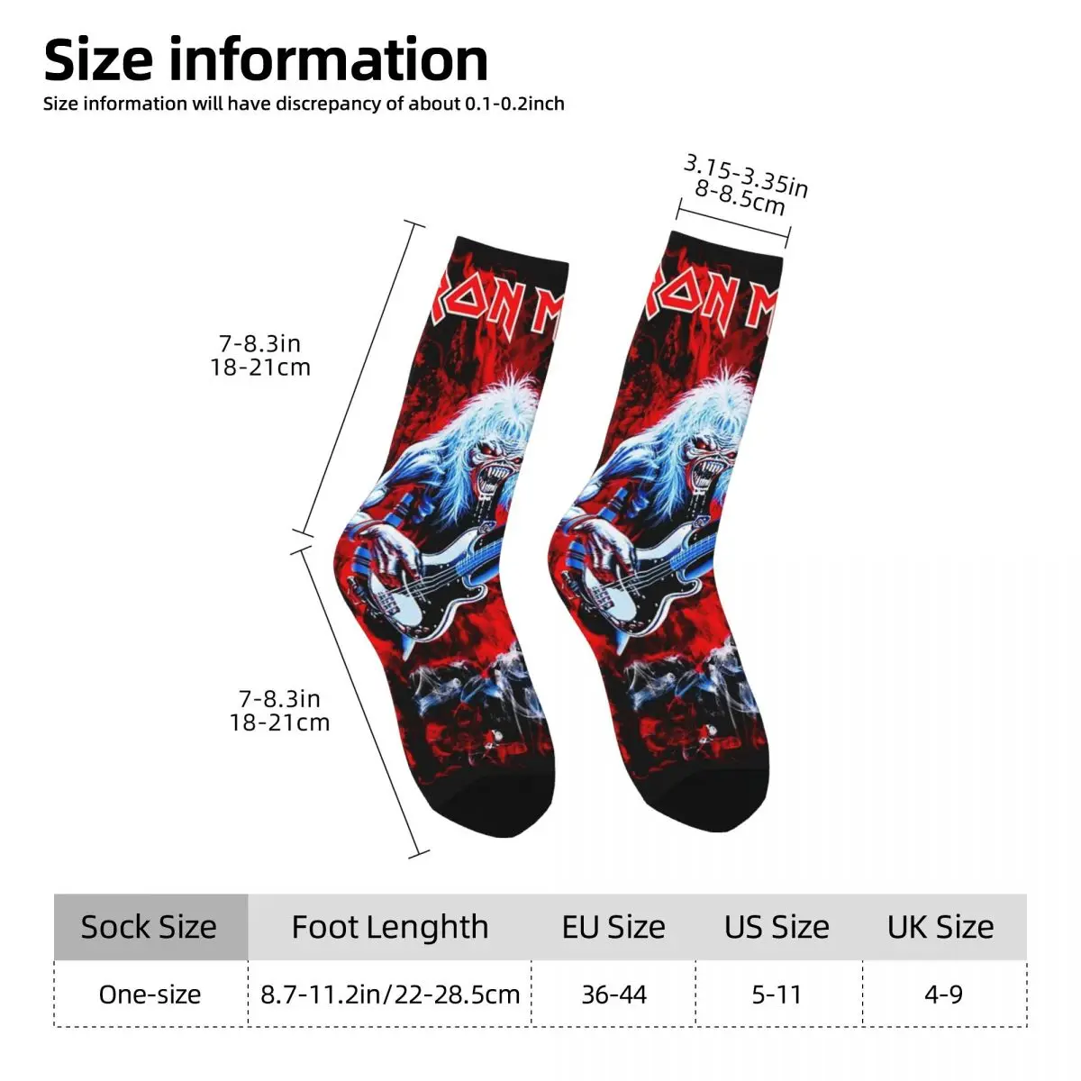 Iron Maidens Stockings metal music Printed Fashion Socks Autumn Anti-Slip Socks Men Outdoor Sports Soft Breathable Socks