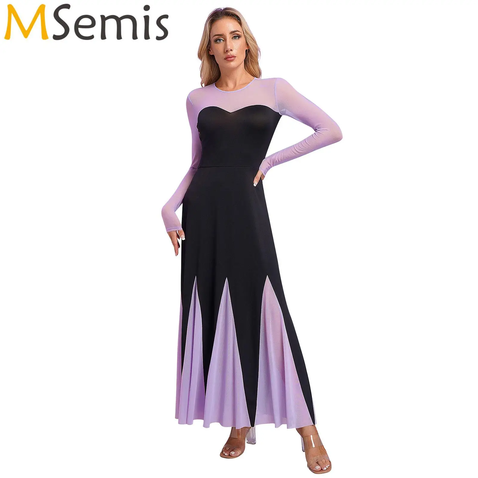 Women Steampunk Gothic Victorian Mermaid Cosplay Costumes Mesh Long Sleeve Patchwork Maxi Dress Halloween Themed Party