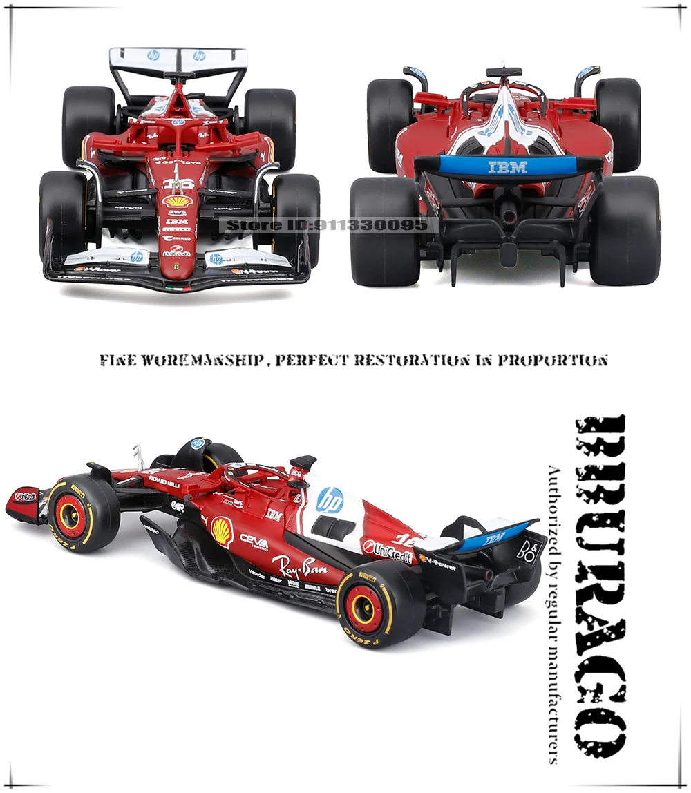 Bburago 1:43 F1 2025 Scuderia Ferrari HP SF25 # 16 Charles Leclerc # 44 Lewis Hamilton Legierungsmodellauto Druckguss-Modellspielzeug – Detail 5
