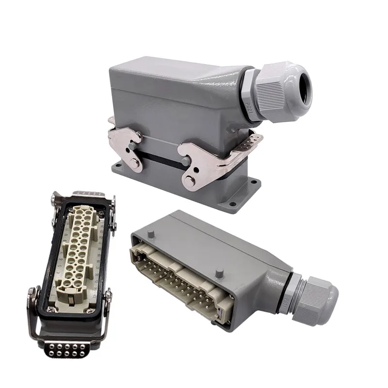 Heavy Duty Connectors HDC-HE-024-1/2/3/4 F/M 24pin Screw connection Industrial rectangular  connector plug  16A 500V