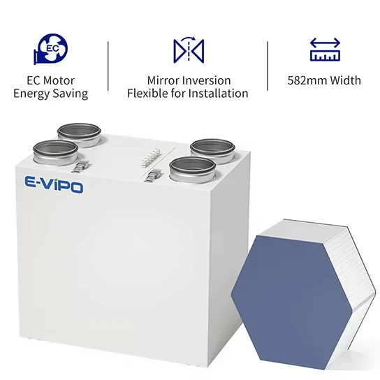 Compact Cabinet Installation Hvac Left Right Orientation Heat Energy Recovery Air Purifier Ventilation System Recuperator