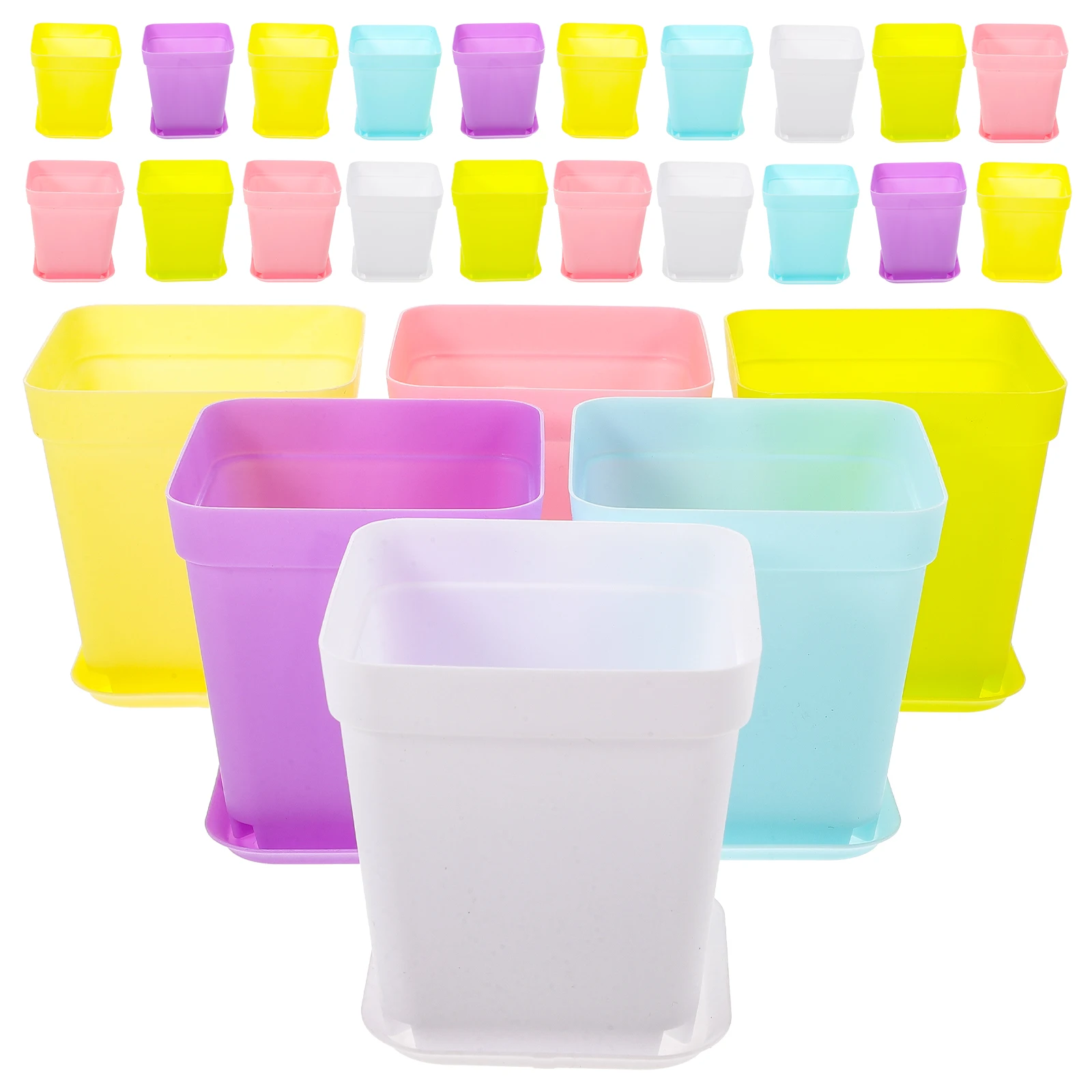 

60 Set Mini Nursery Pots Durable Plastic Planter for Flowers Succulents Seeds Young Vegetables Herbs Drainage Trays Suitable
